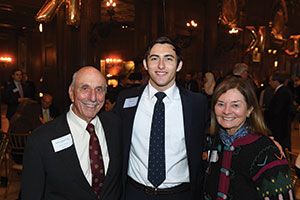 Photo of Tom and Eileen Lamberti with scholarship recipient, Kraig Puccia, FCRH '21